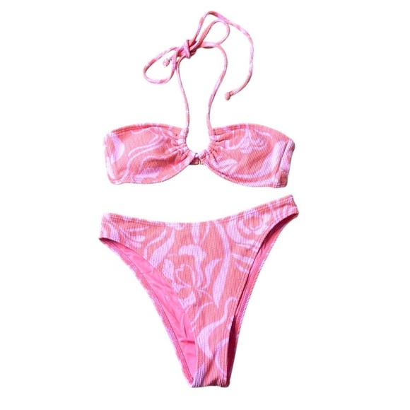 Billabong 2pc Bikini She’s A Trip Havana Ruched Top & High Waist Bottoms- Medium - Picture 9 of 16